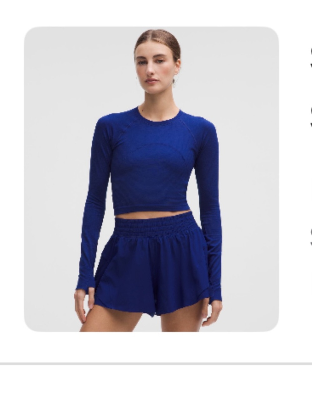 Swiftly Tech Long Sleeve Cropped Deep Sea Blue Lululemon Size 8